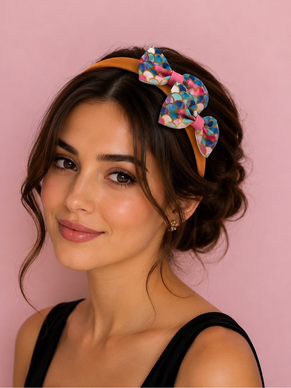 Women’s Multicolor Bow Headband - Orange Band